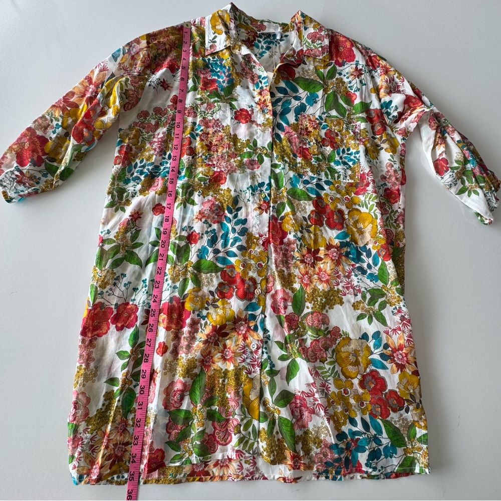 Johnny Was MILLO Floral Shirt Dress Floral Garden Print NEW Cotton Silk MEDIUM - Picture 6 of 9